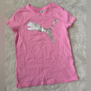 Puma Kids Pink Athletic Tee with Metallic Logo